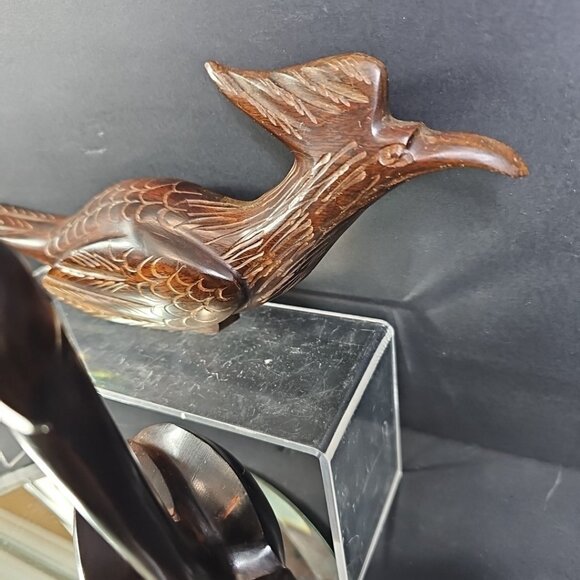 Roadrunner And Pelican Ironwood Wood Carvings. Roadrunner Mounts On Wall - Picture 4 of 15